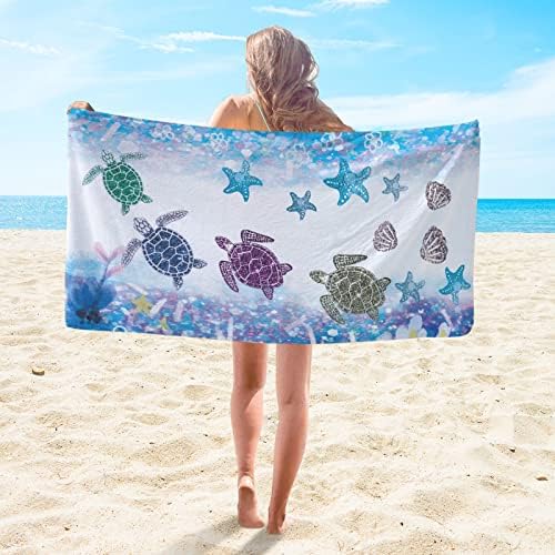 MYSLC Sea Turtle Starfish Beach Towel for Kids Adults 1