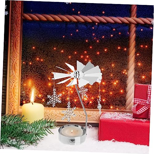 3Pcs Spinning Snowflake Candle Holder for Christmas