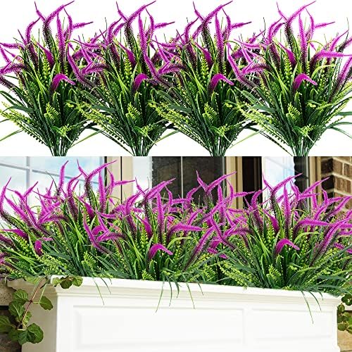 Dycica SLanC Artificial Lavender Plants UV Resistant Outdoor Indoor Bushes