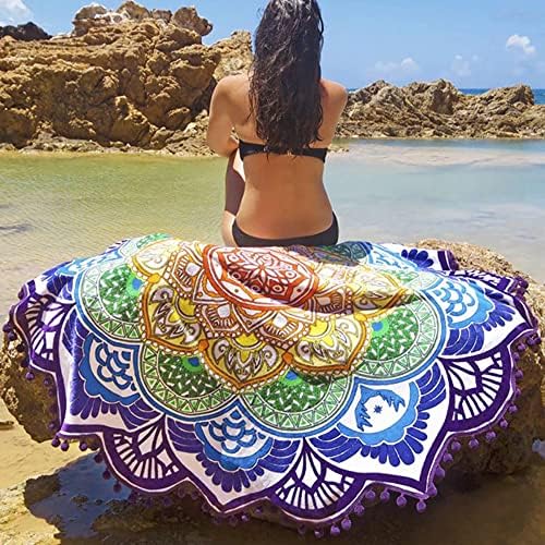 Colorful Beach Towel with Tassel Design