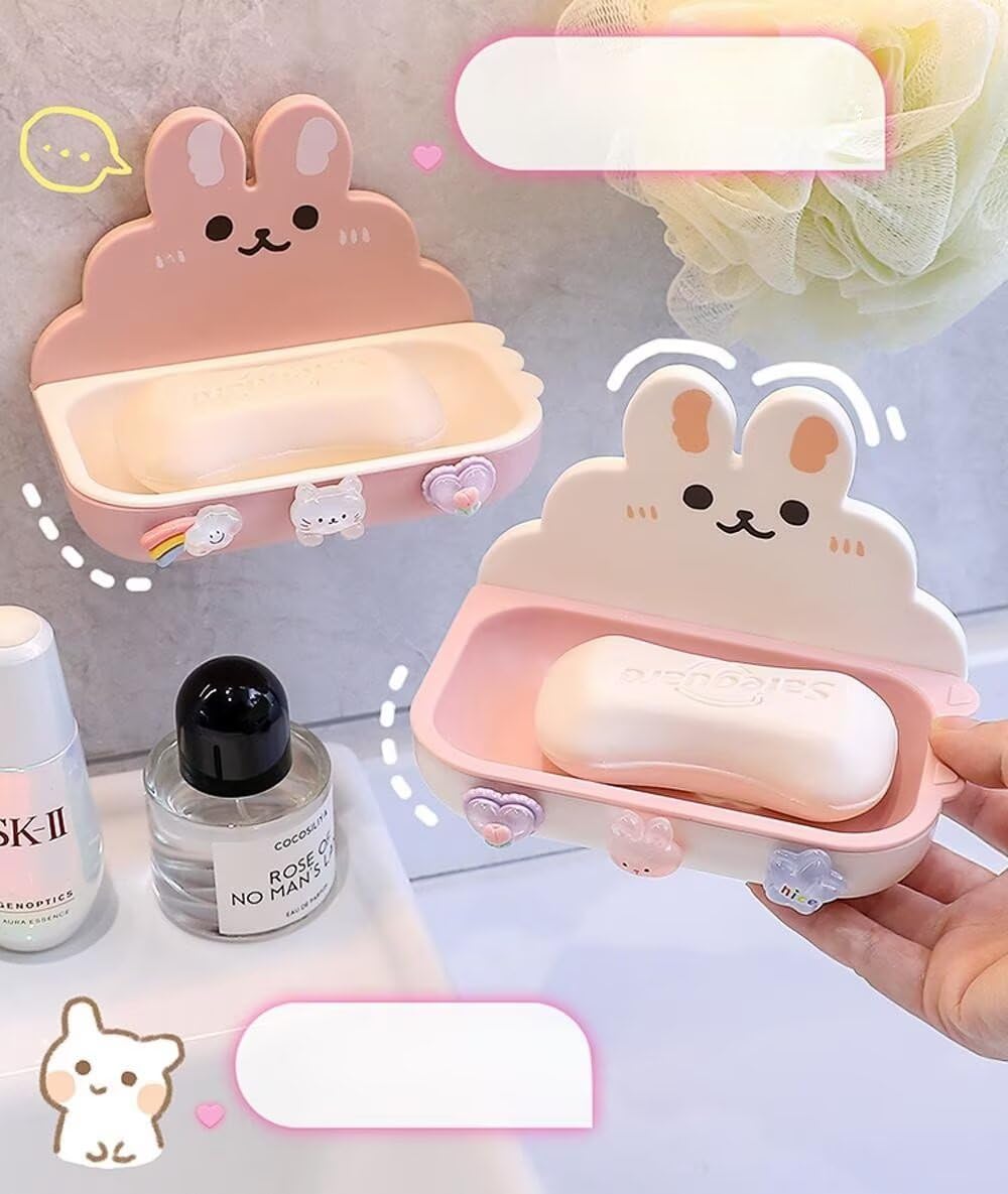 Rabbit Shape Suction Soap Holder for Shower Bathroom Kitchen