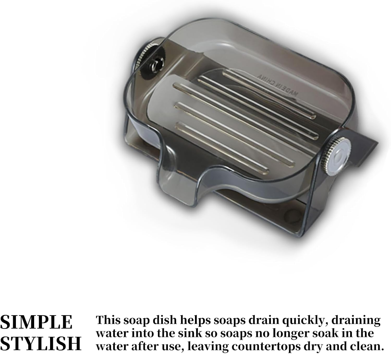 Self-Draining Plastic Soap Dish Holder for Sink and Shower