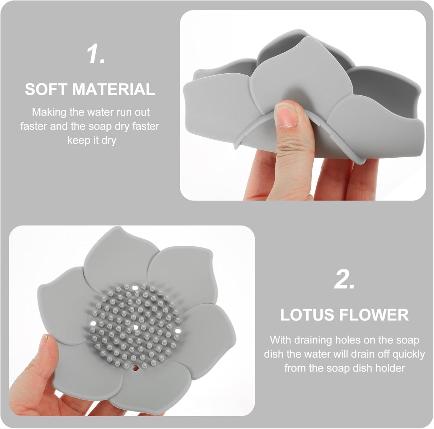 WESIEVYA 2Pcs Flower Soap Holder Drainage Design for Kitchen Hotel Bathroom Use