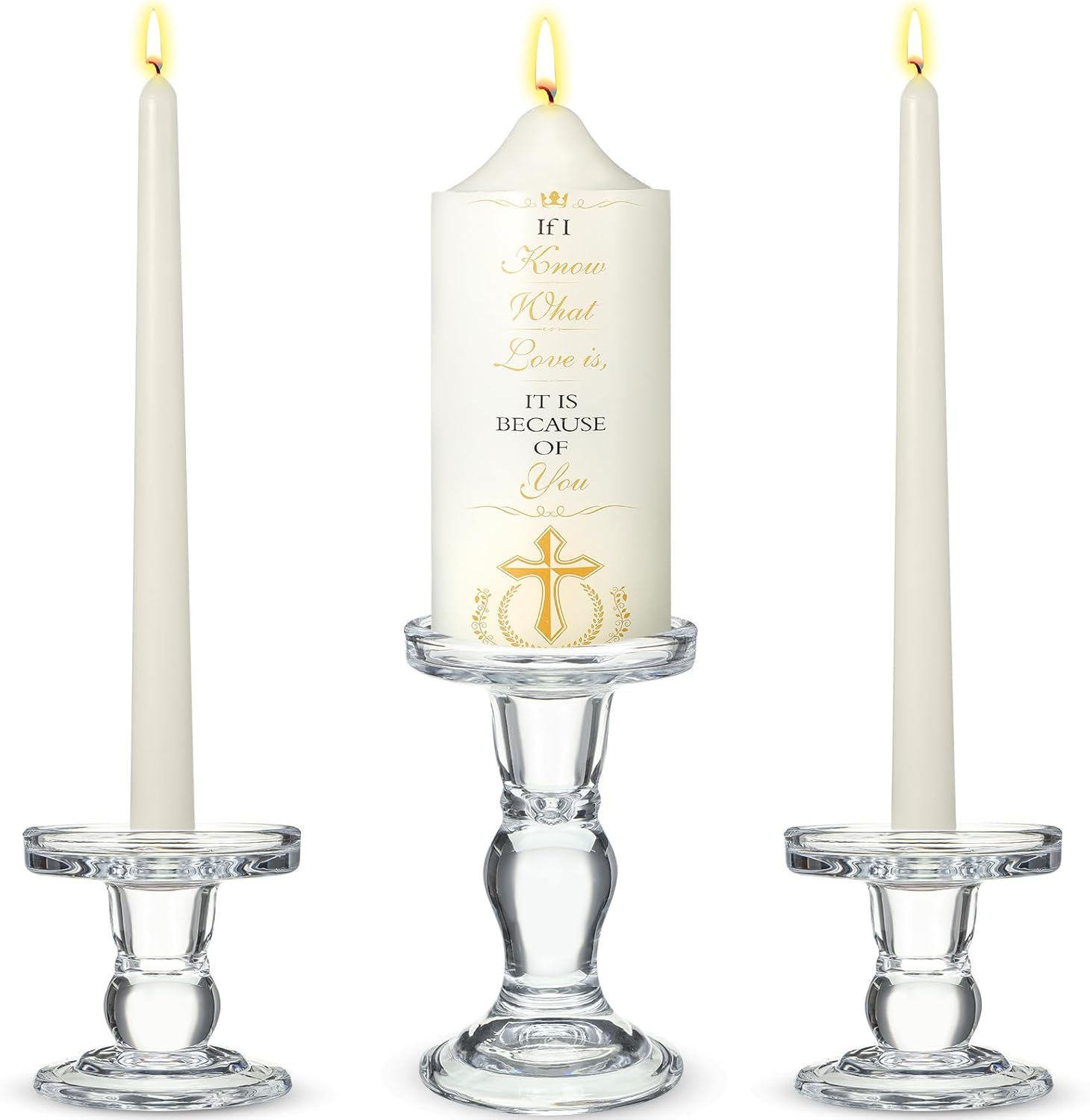 MTLEE 3 Unity Candles with Candle Holder for Wedding Ceremony 1