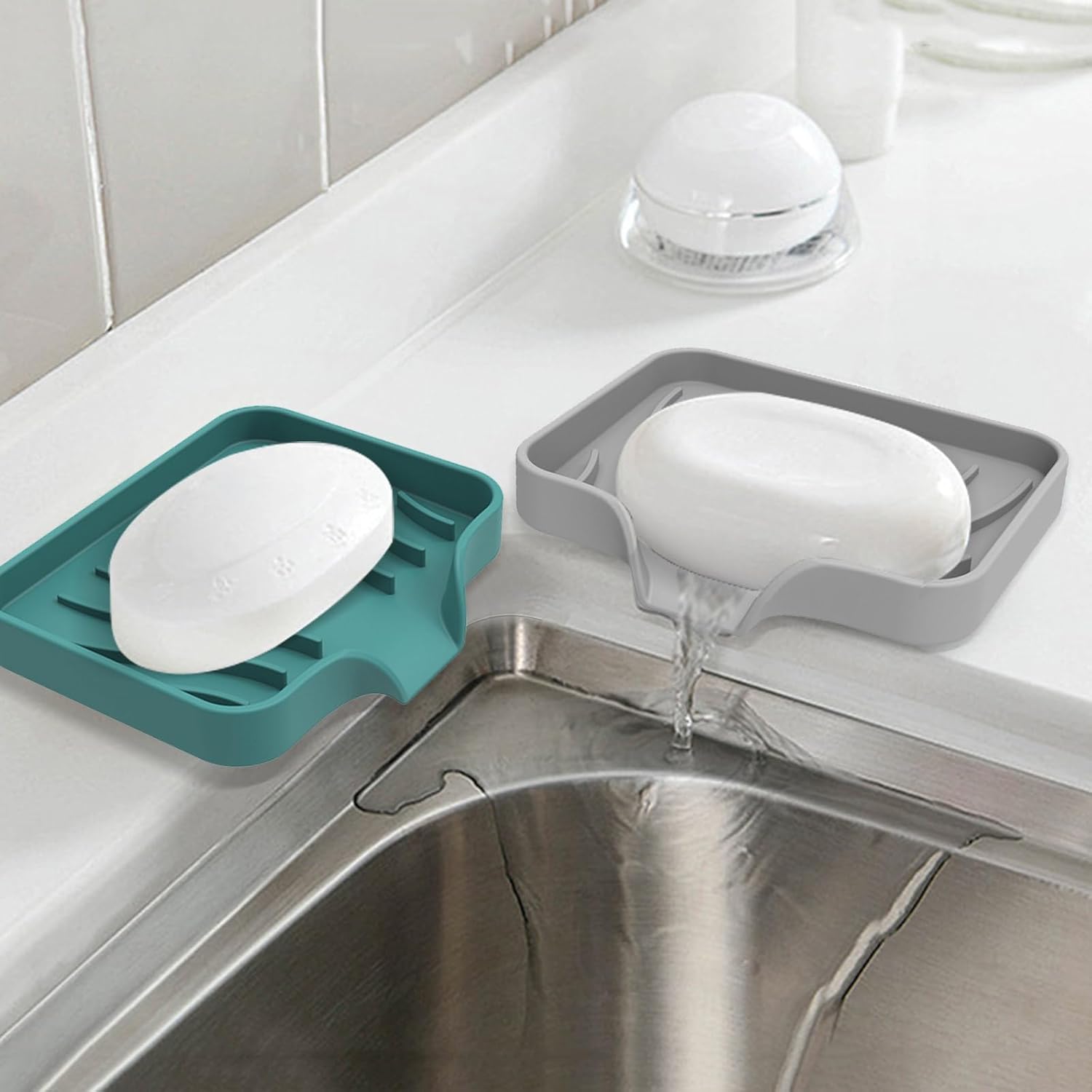 LEYILE Kitchen Sink Soap Sponges Tray Holder