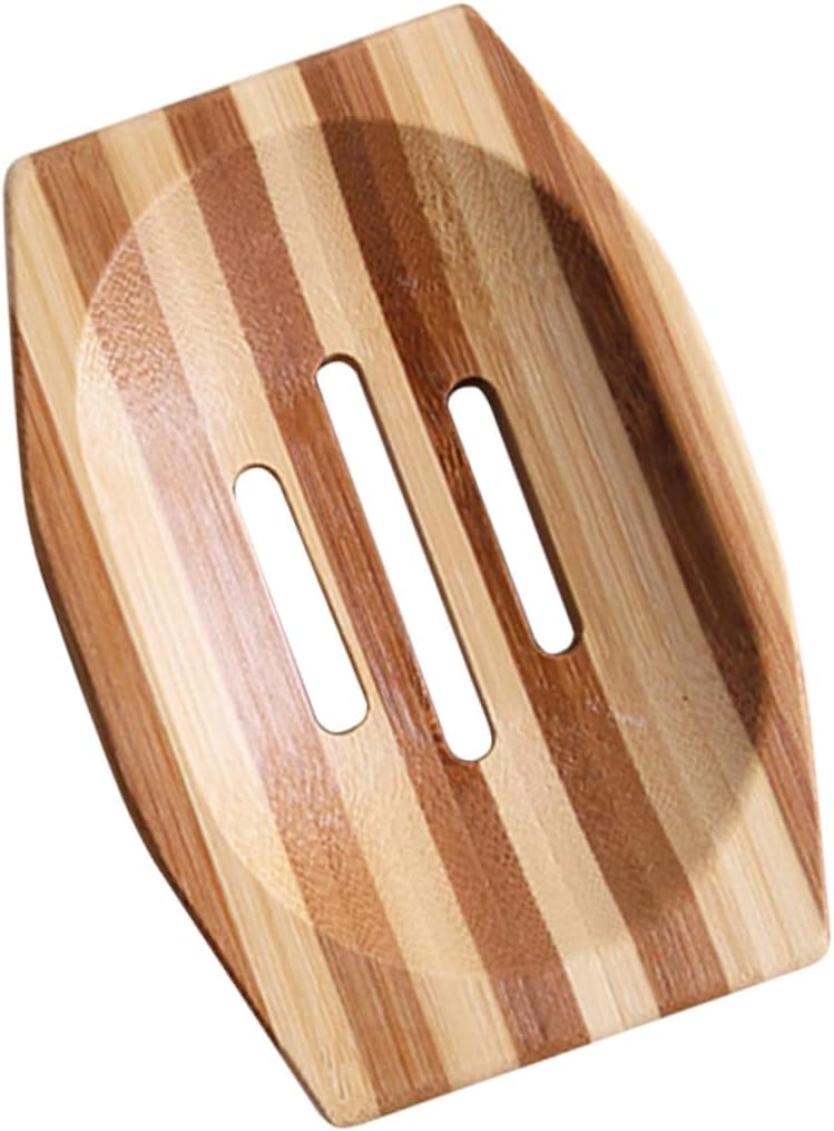 1pc Natural Wood Soap Dish Retro Design Holder for Bathroom Kitchen