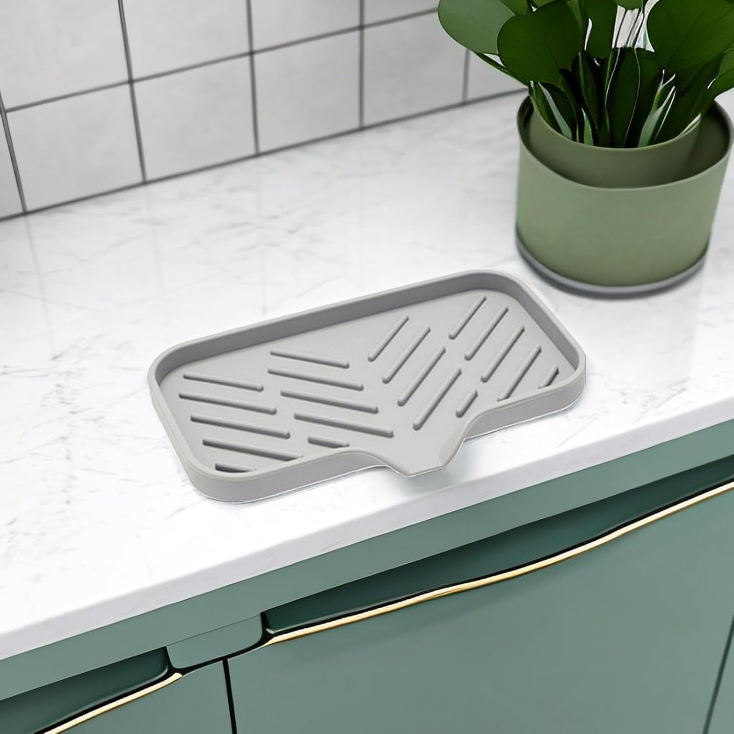 Drain Mat Silicone Soap Dish Anti-Skid Grey Small