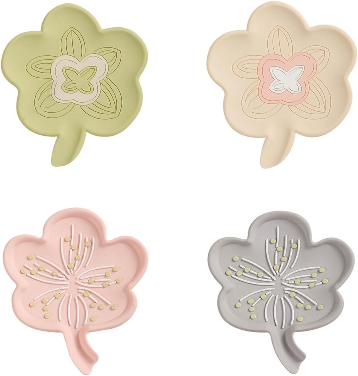 VOCUE Silicone Drain Soap Dish Flower Shape Antislip Tray