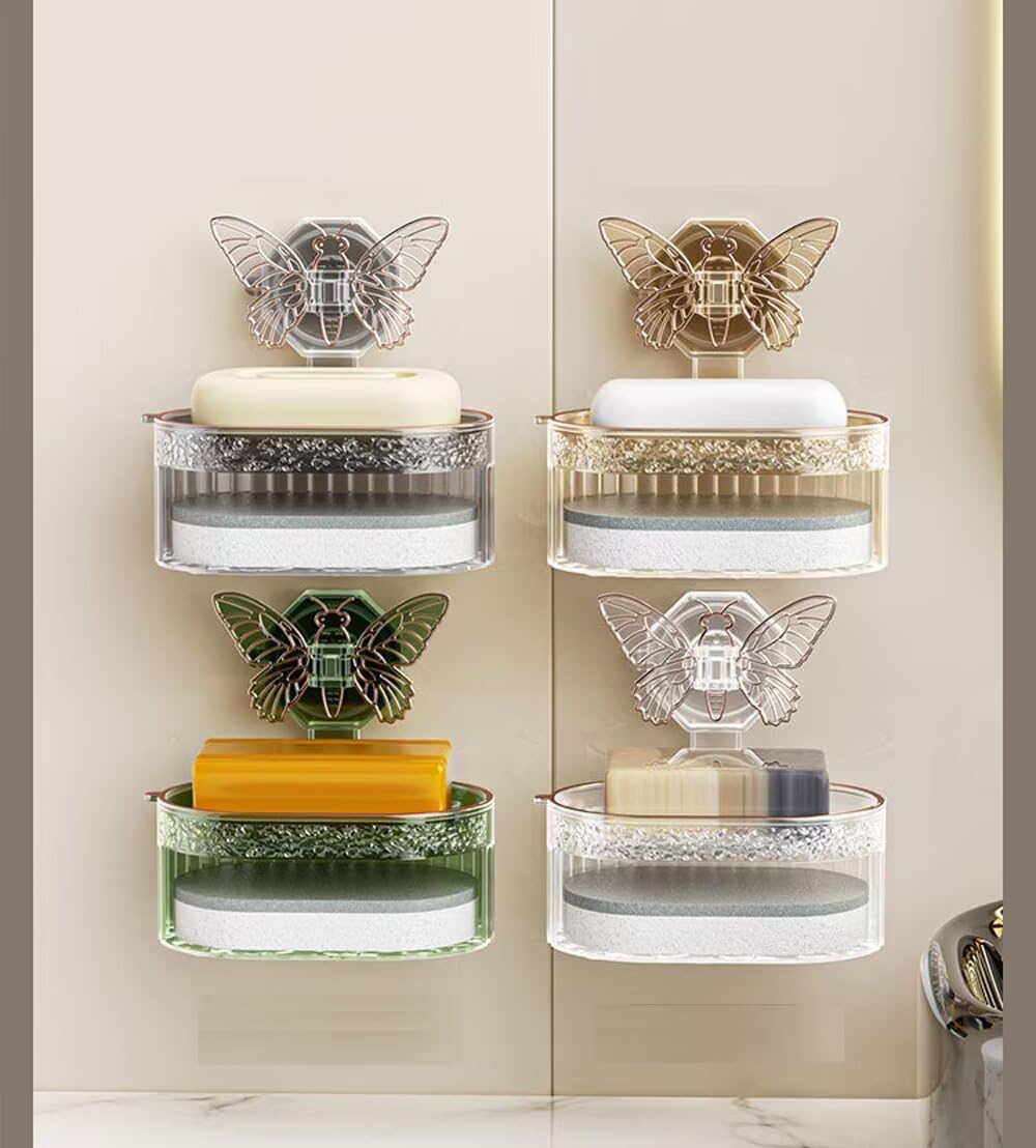FABEILAI Butterfly Suction Cup Soap Dish - Gray