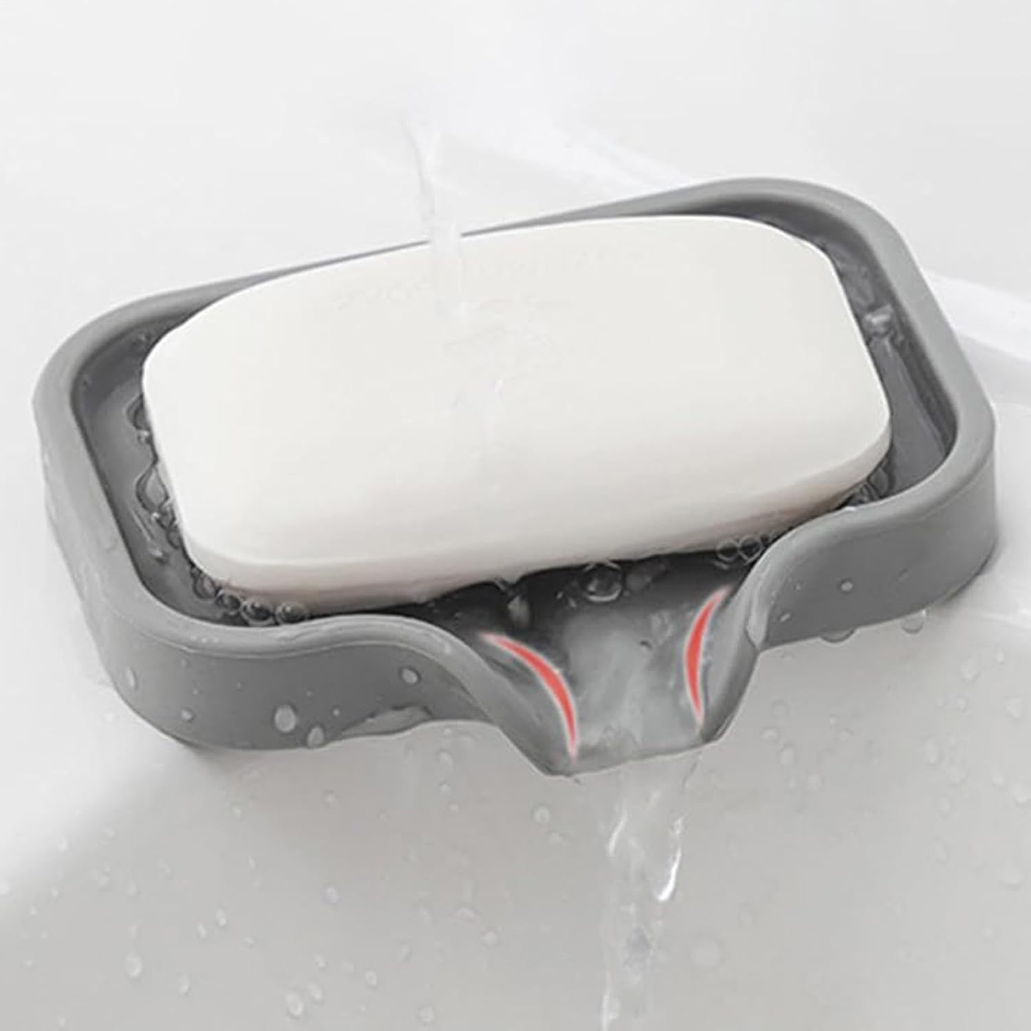 2 Pack Silicone Soap Holder Tray for Shower Kitchen Bathroom