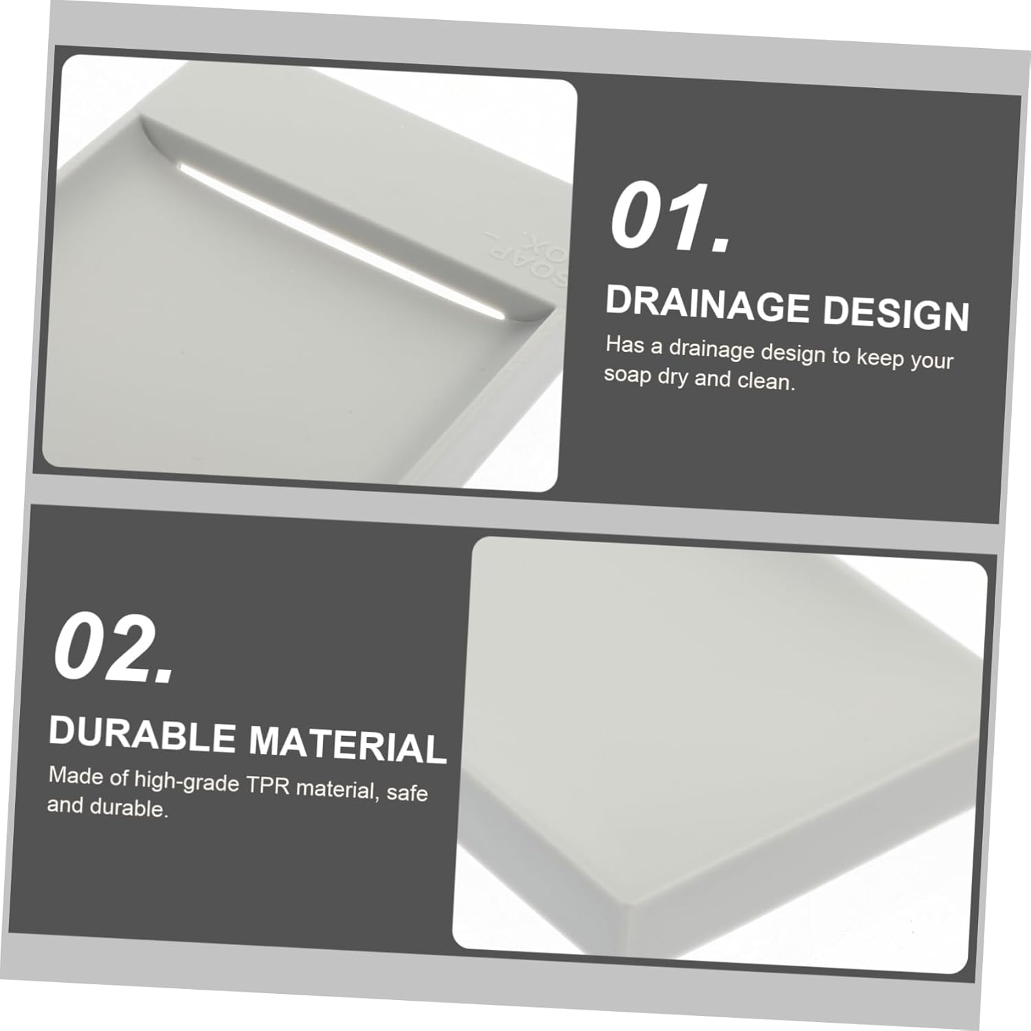 PRETYZOOM 2-Piece Self-Draining Soap Dish for Countertop Bathrooms and Kitchens