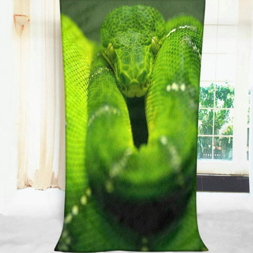 Moslion Soft Bath Towels Green Snake Wild Animal 64x32 Inches