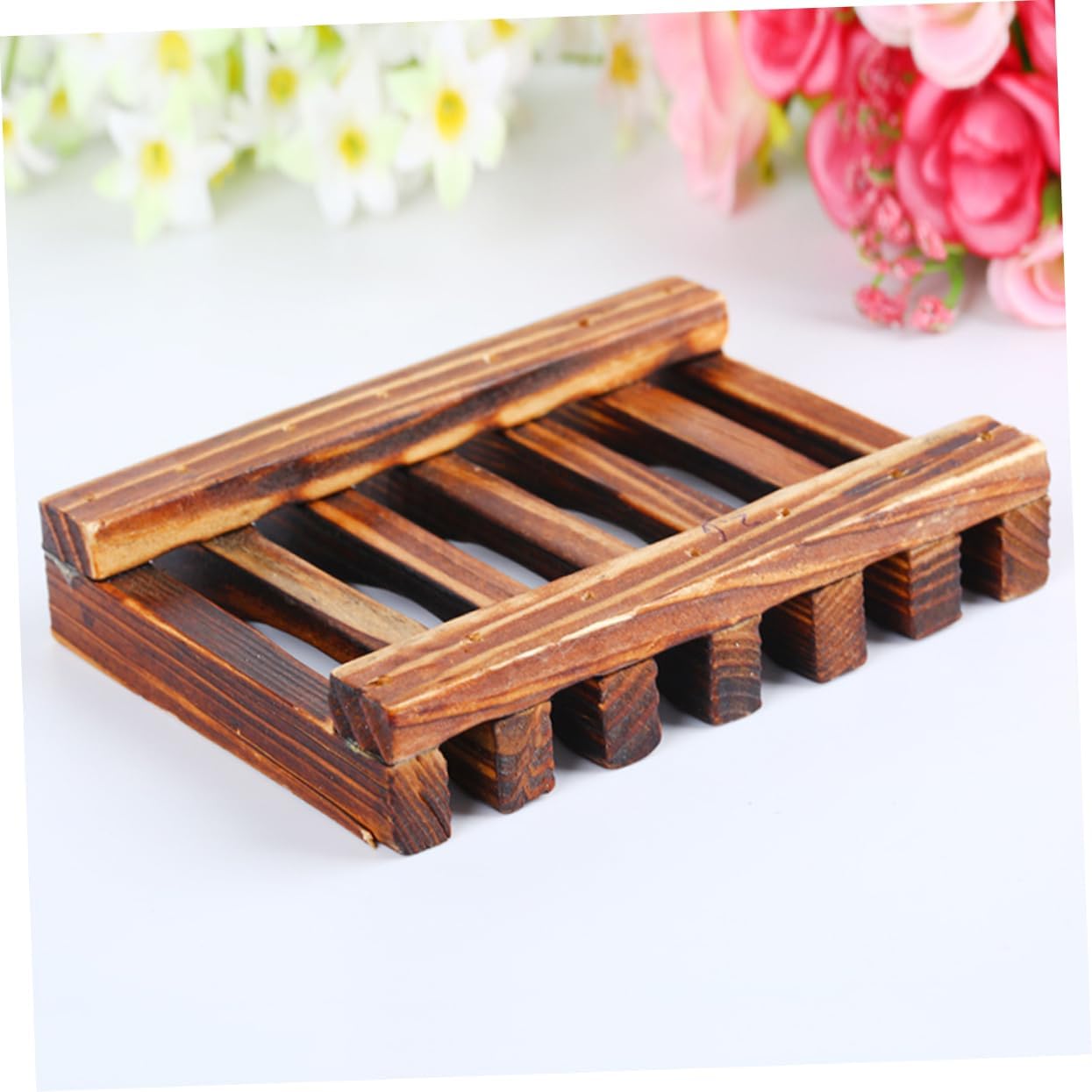 PRETYZOOM Bamboo Soap Stand for Shower Bathroom Kitchen