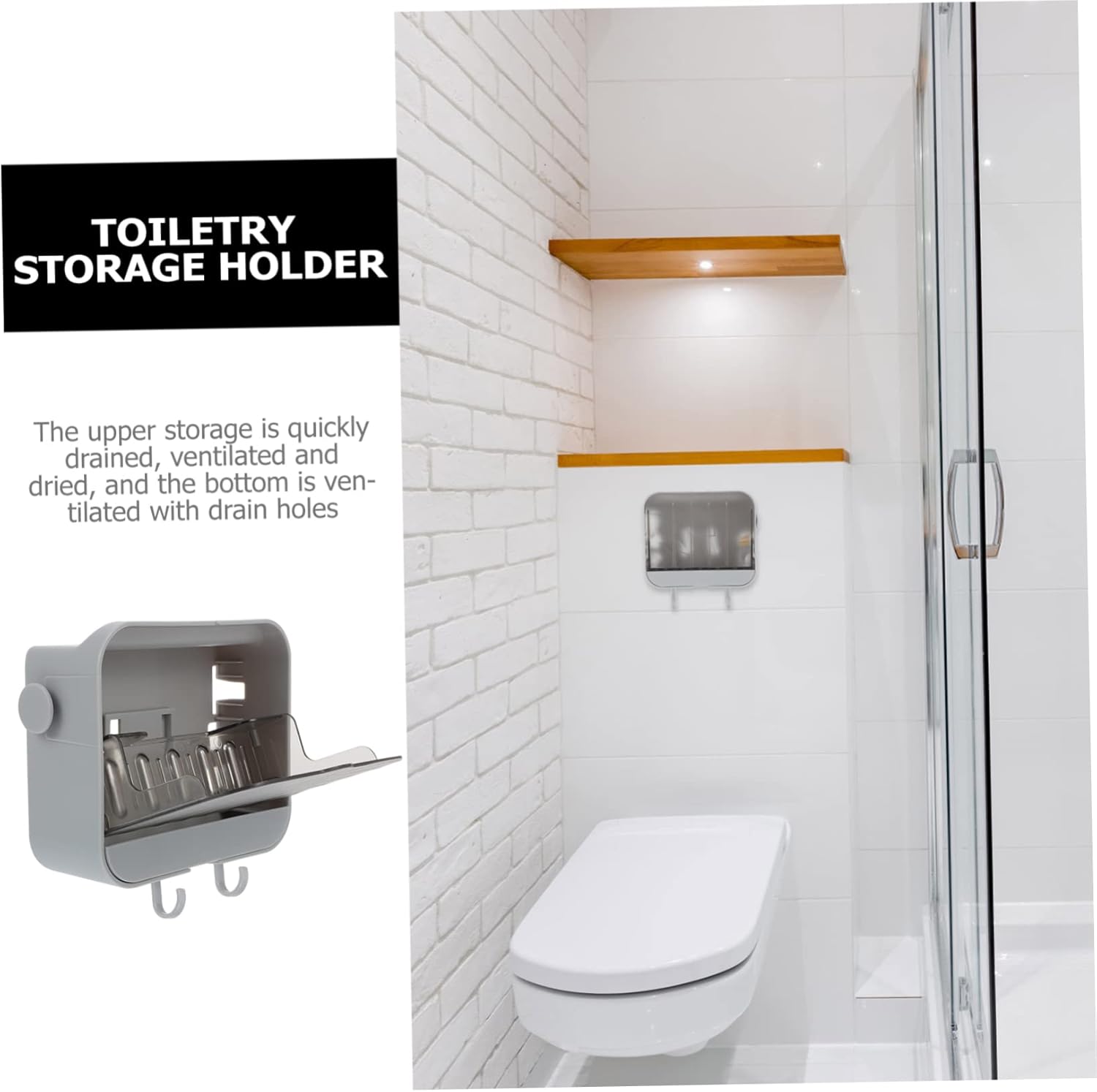 Convenient Storage Mounted Soap Dish With 2 Hooks Waterproof Ventilated Design