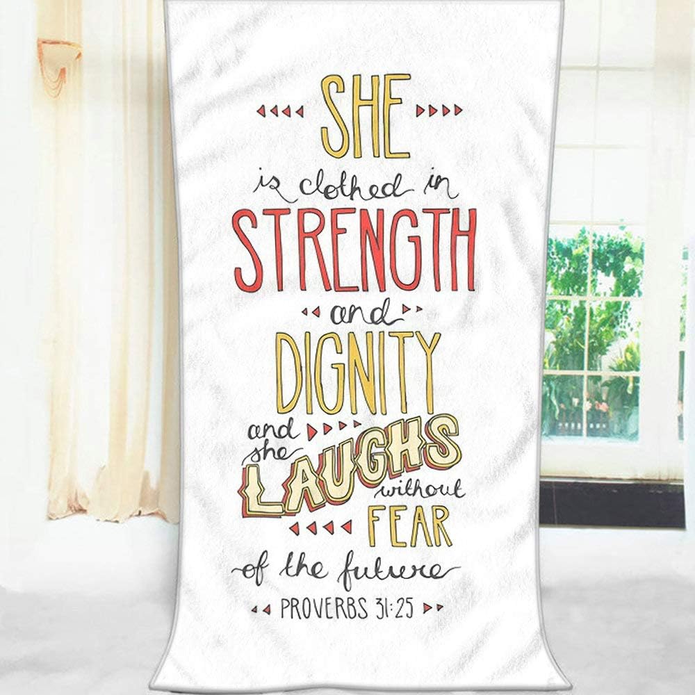 Moslion Bible Verse Bath Towel - She Is Clothed in Strength