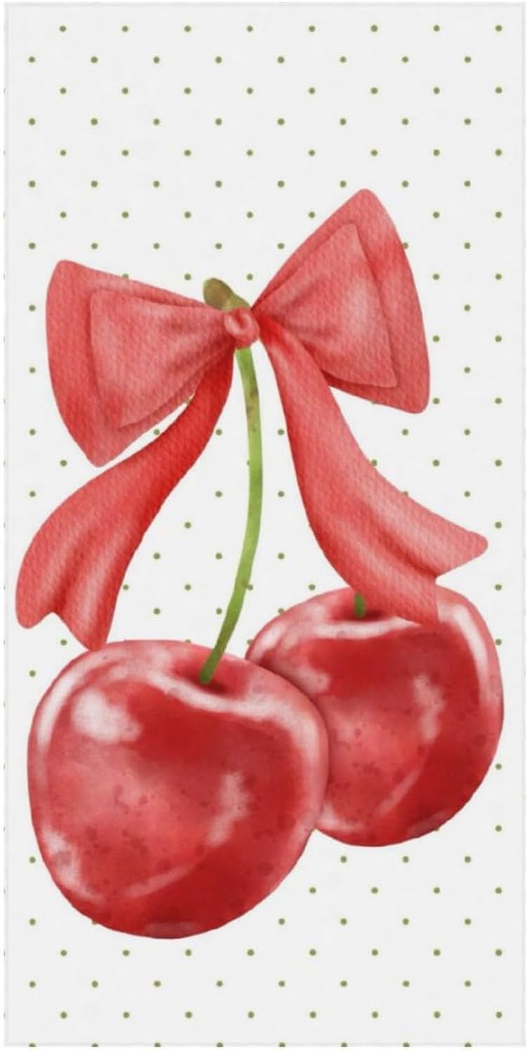 Cherry Ribbon Fluffy Beach Towel 32x64 Inch 1