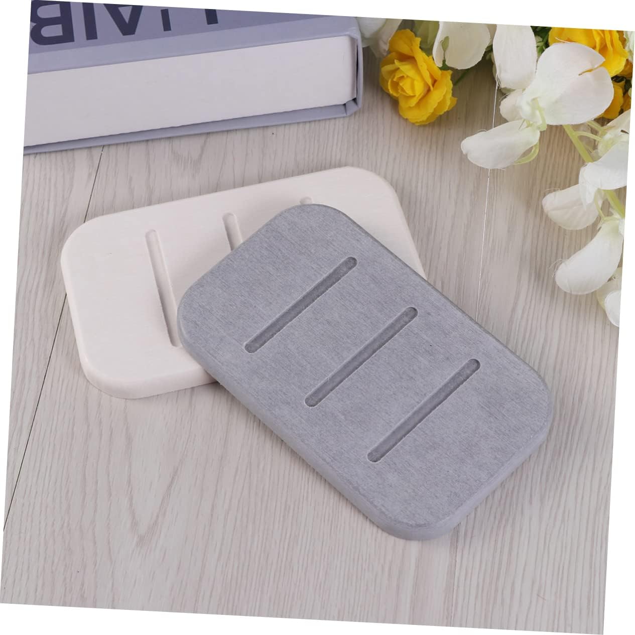 PRETYZOOM Non-Slip Diatomite Soap Dish Grey