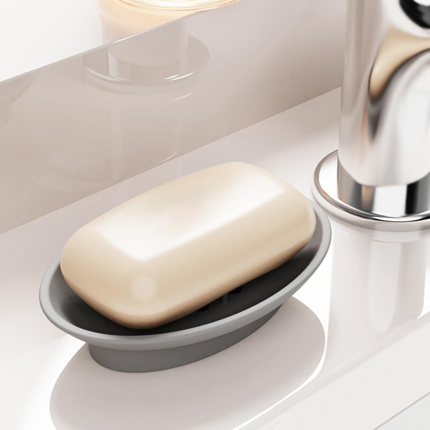 Silicone Soap Dish Holder for Shower and Kitchen 1