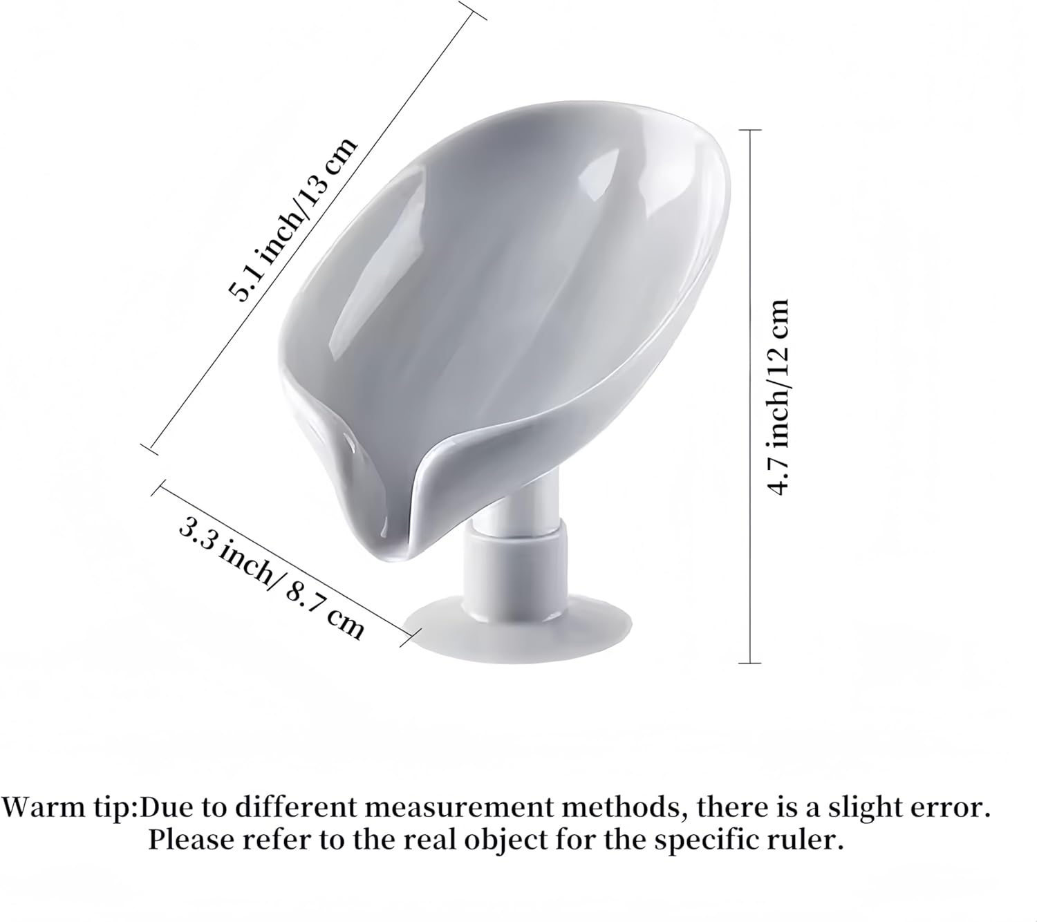 Shunkyang Leaf-Shaped Self Draining Soap Dish Holder Grey 1 Pcs