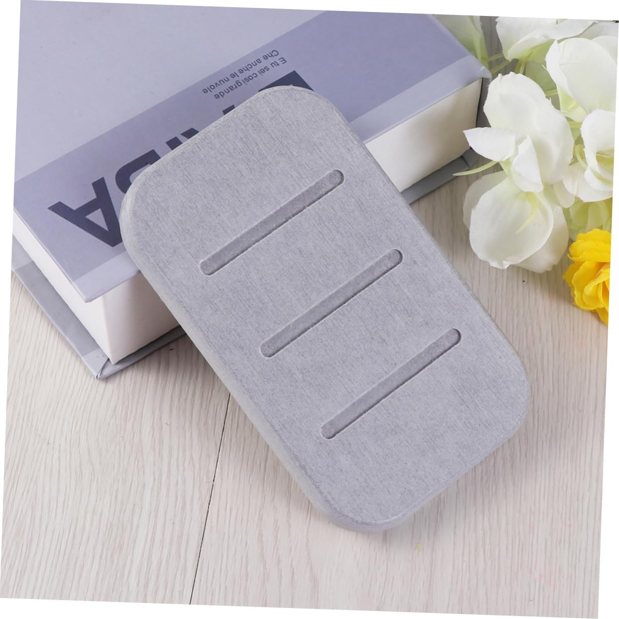 PRETYZOOM Non-Slip Diatomite Soap Dish Grey