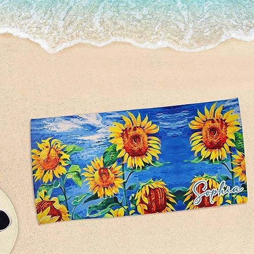 Personalized Beach Towel with Initials for Men Women Kids