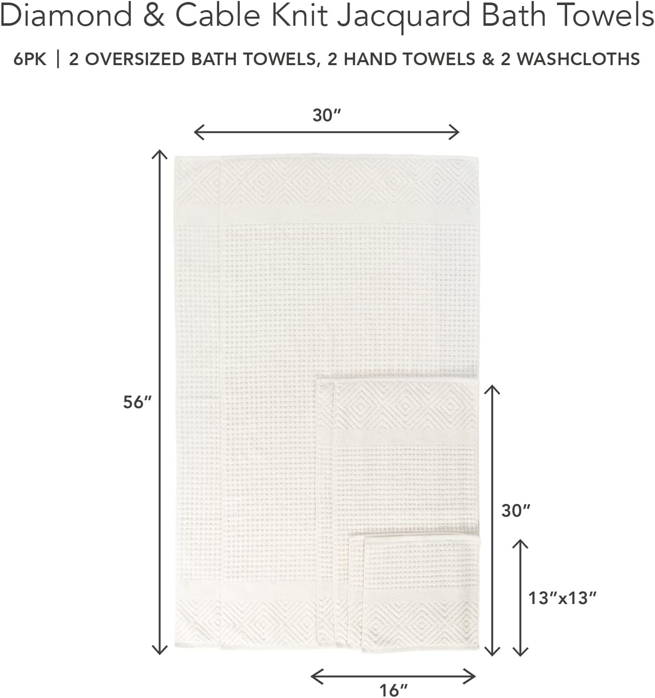 TexereSilk Organic Cotton Diamond Jacquard Towel Set