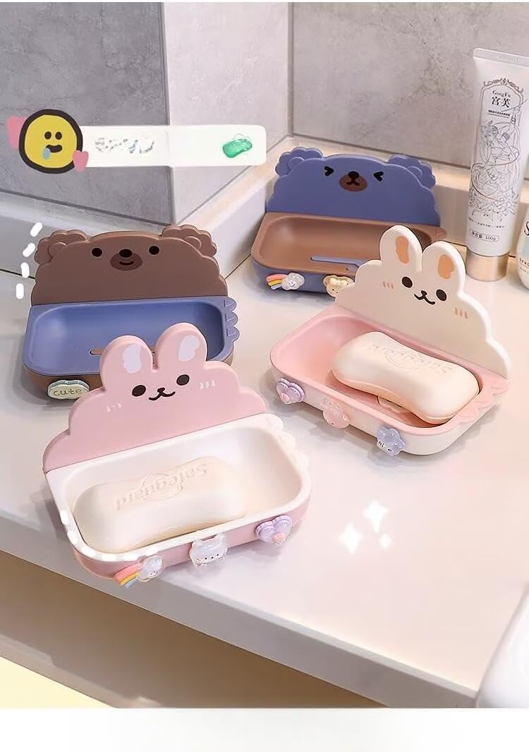 Rabbit Shape Suction Soap Holder for Shower Bathroom Kitchen