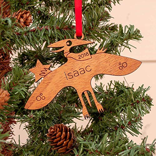 Dinosaur Ornament Personalized Pterodactyl Babys First Christmas 2024 Wood