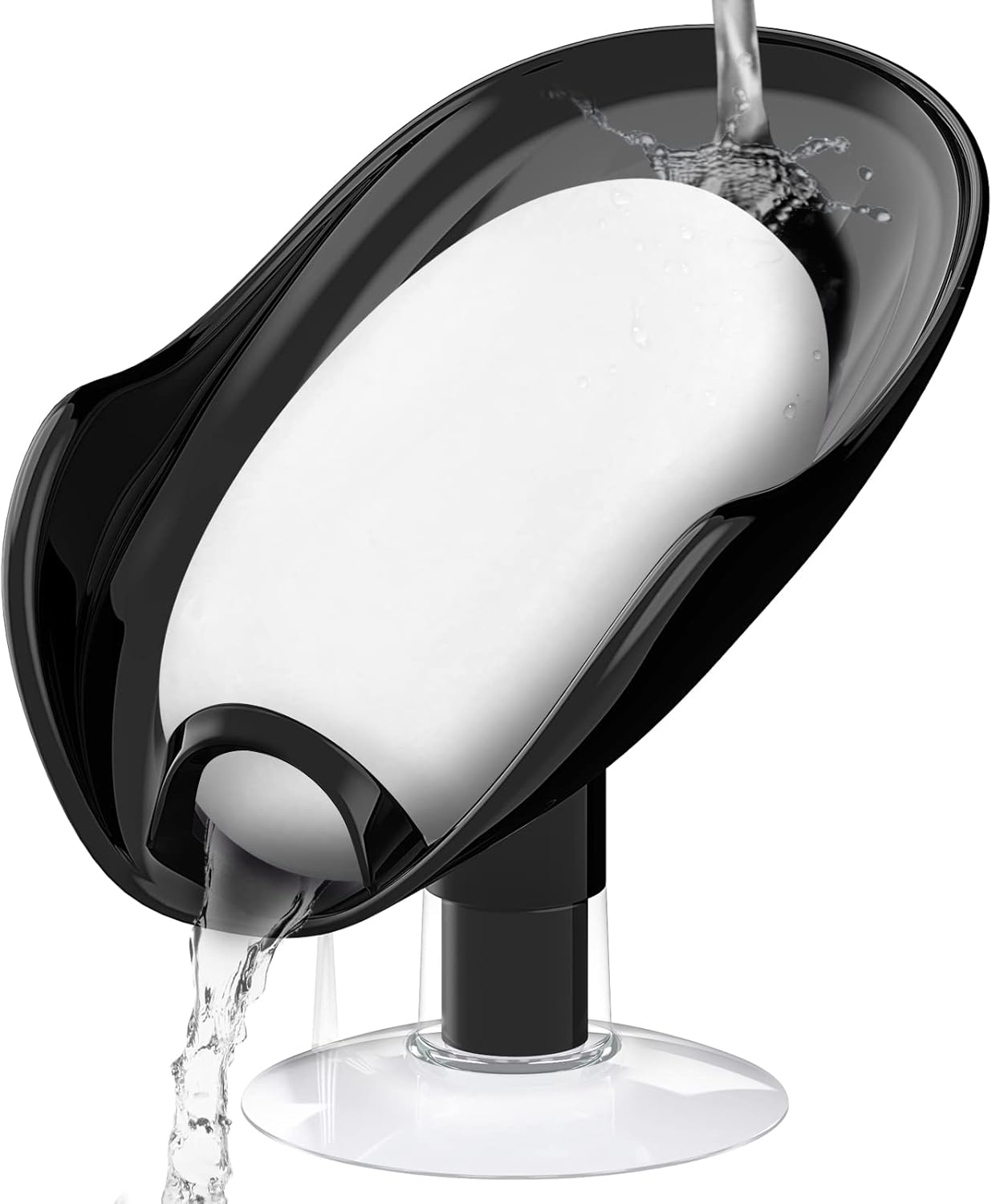 NPET Self Draining Soap Dish with Suction Cup Space-Saving and Durable