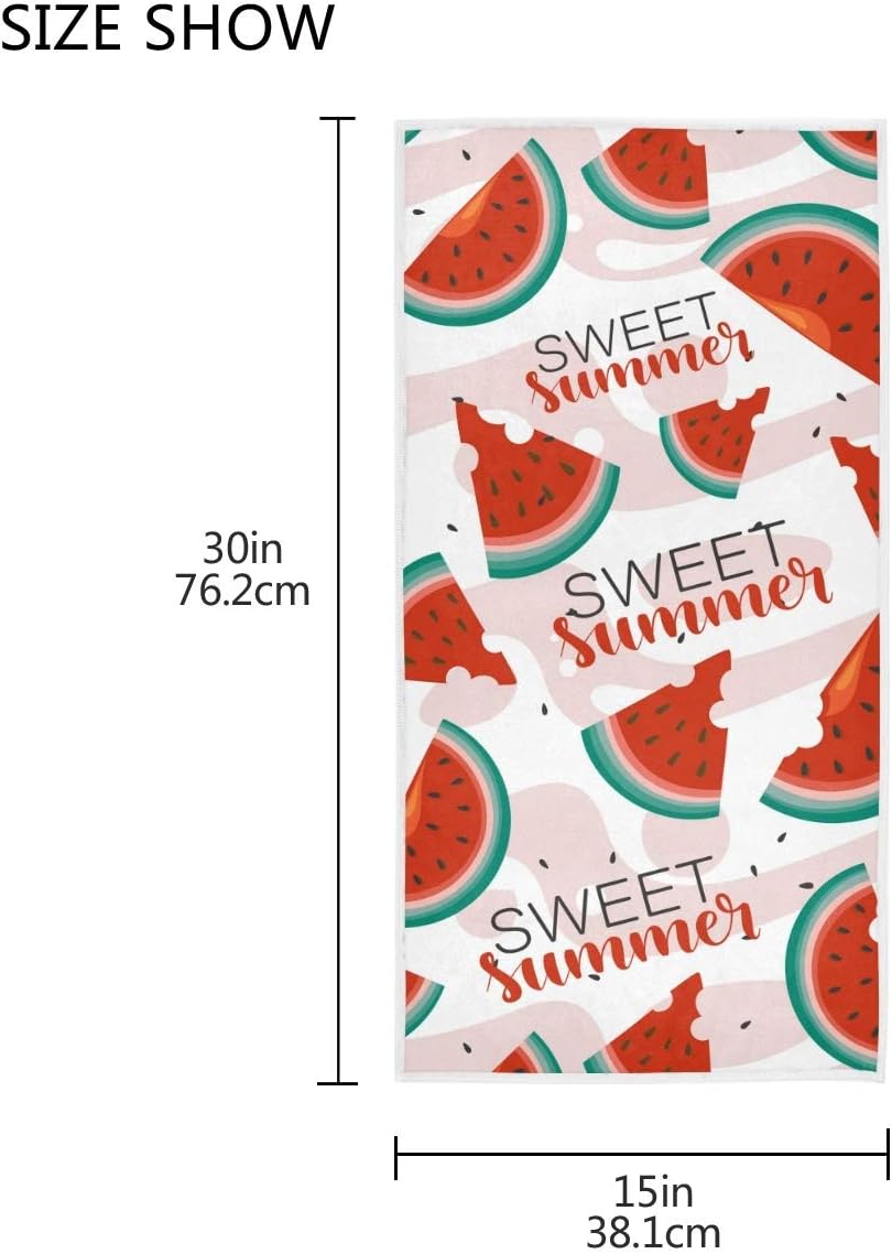 Exnundod Red Watermelon Pattern Bath Towel