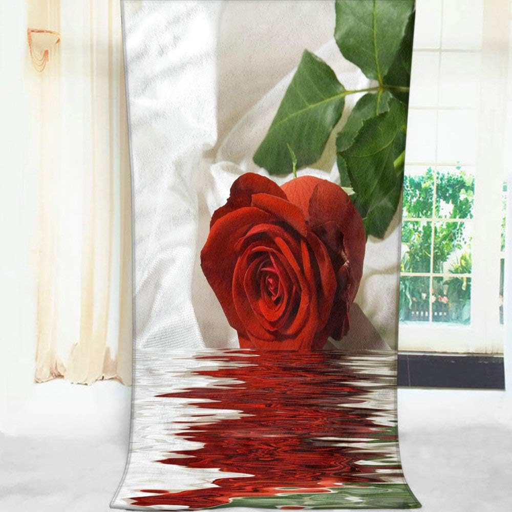 Comfy Bath Towels Red Rose 64x32 Inches for Home Beach Camping