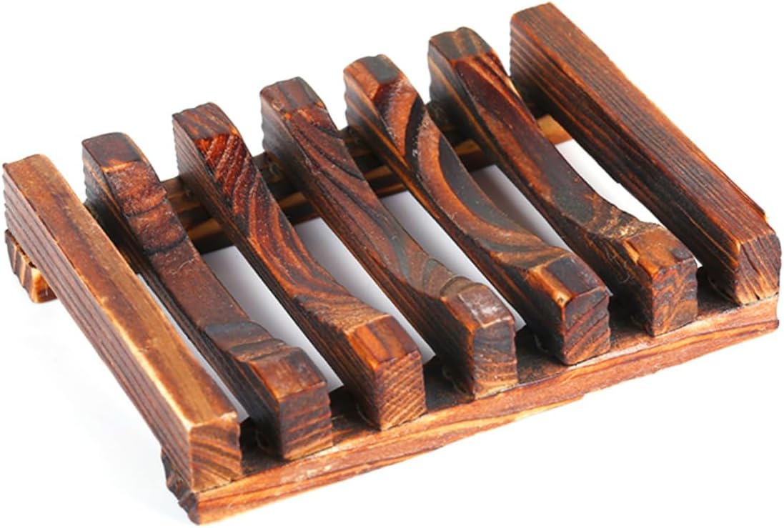 Luxshiny Bamboo Wooden Soap Dish for Shower and Bathtub