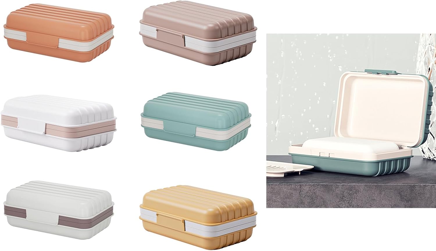 REElua Bathroom Soap Dish with Leak-Proof Lid