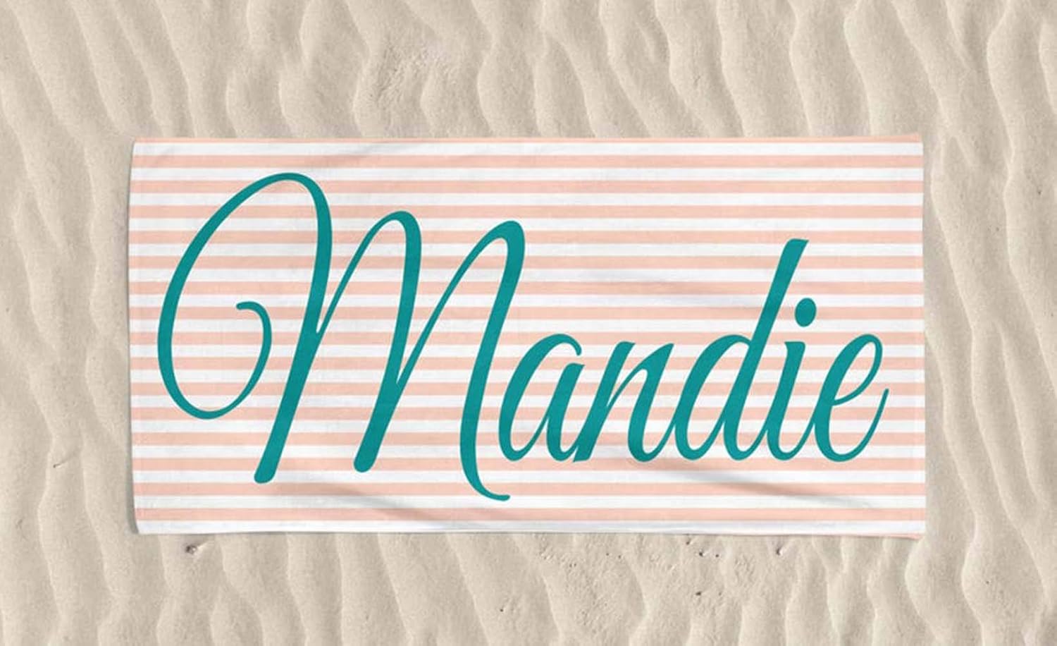 Personalized Microfiber Beach Towel with Name - Turquoise 31x51 Inches
