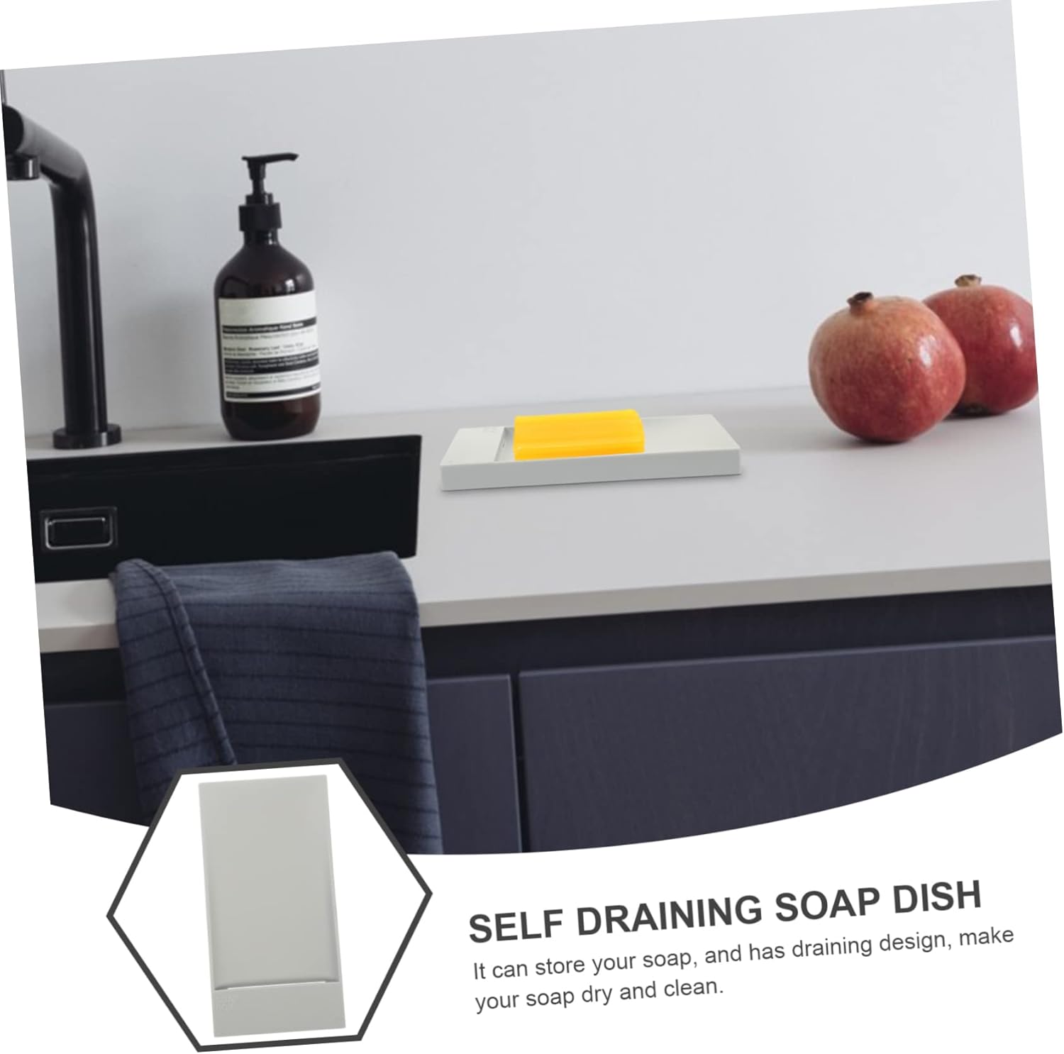Zerodeko 2pcs Self-Draining Soap Dish for Bathroom Sink