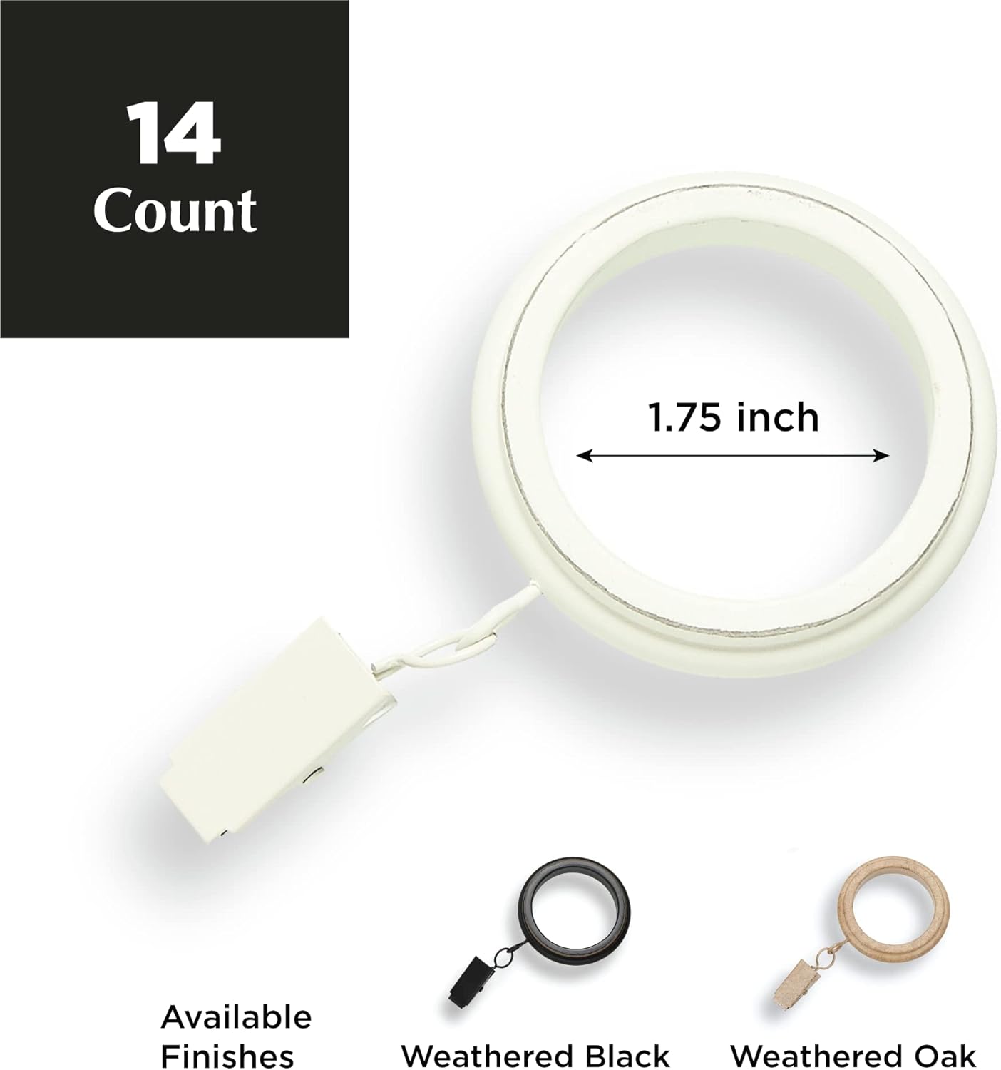 MODE Farmhouse Curtain Clip Rings Set of 14
