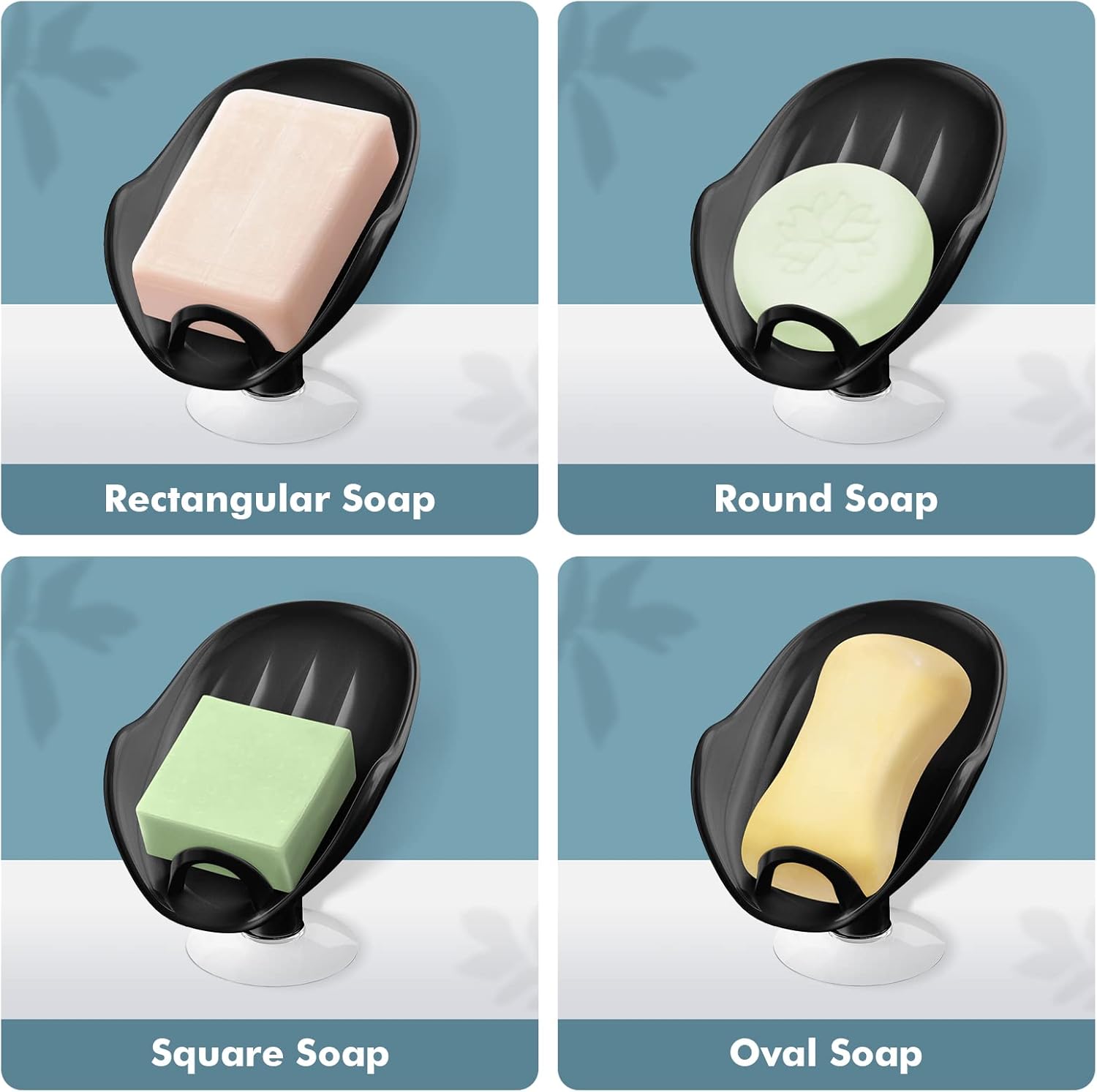 NPET Self Draining Soap Dish with Suction Cup Space-Saving and Durable