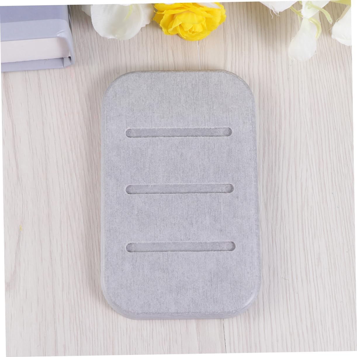 Amosfun Diatomite Soap Dish Holder for Quick Drying Grey