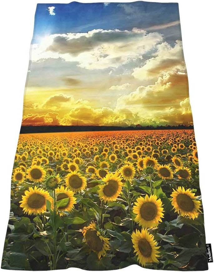Comfy Bath Towel with Sunflowers - Soft and Large 64x32 Inches