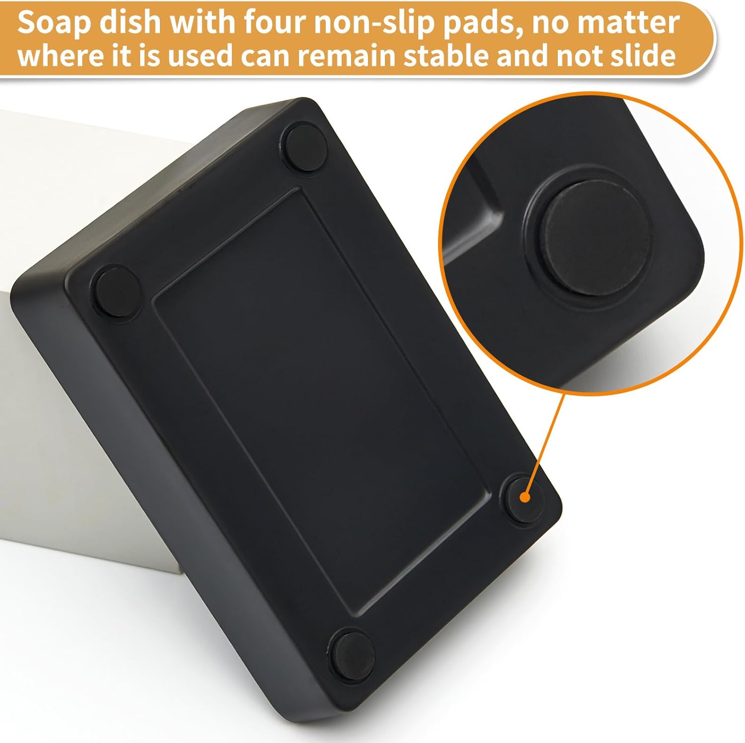 Bamboo Soap Dish with Anti-Slip Pads and Four Compartments