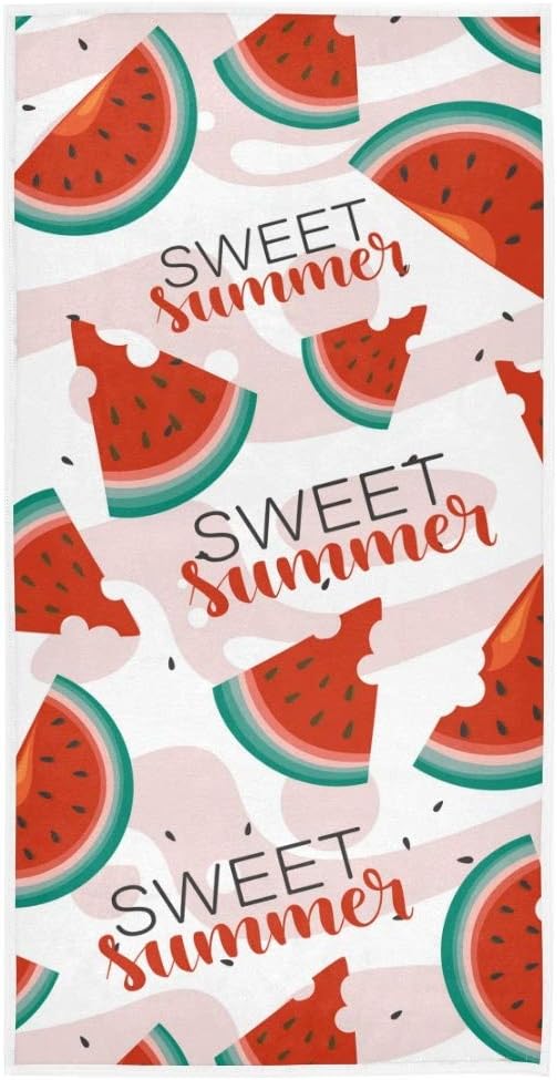 Exnundod Red Watermelon Pattern Bath Towel
