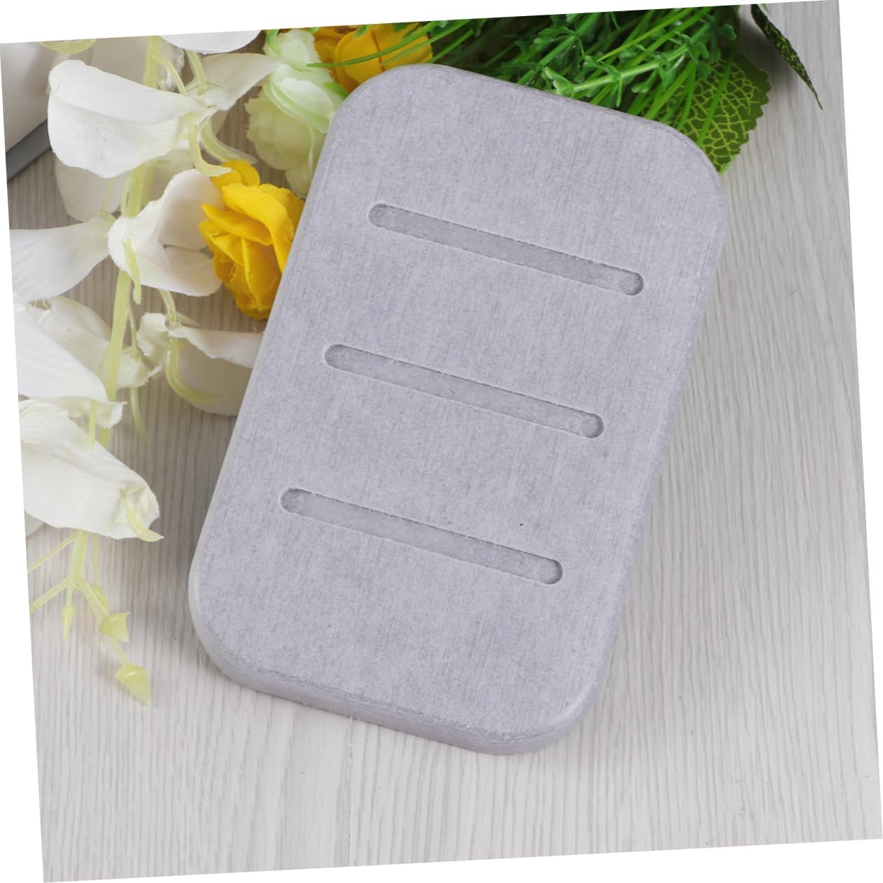 Amosfun Diatomite Soap Dish Holder for Quick Drying Grey