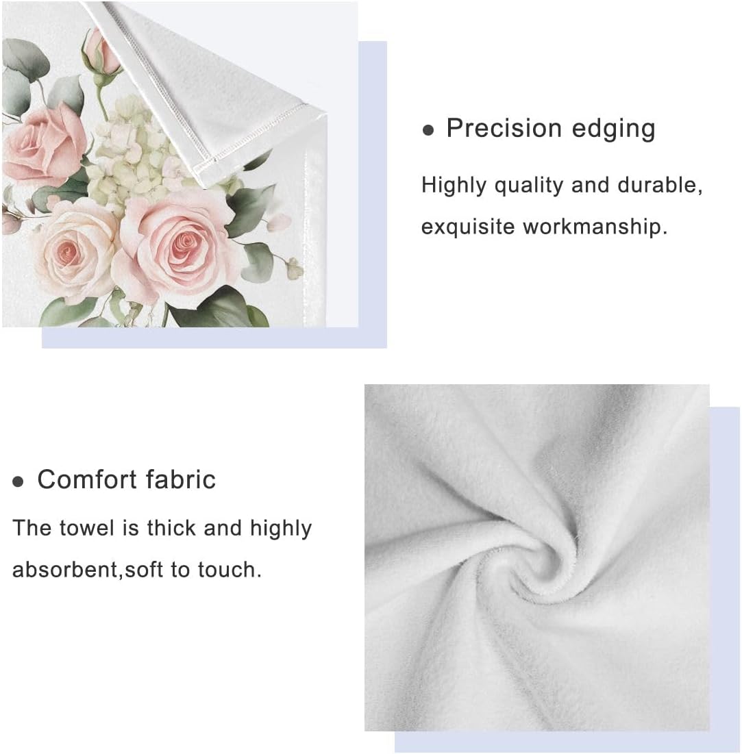 Bolaz 3 Piece Bath Towel Set Pink Rose Hydrangea