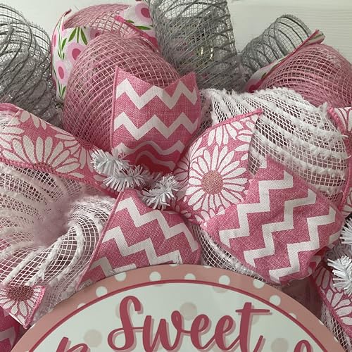Sweet Baby Girl Handmade Mesh Wreath with Aluminum Accent