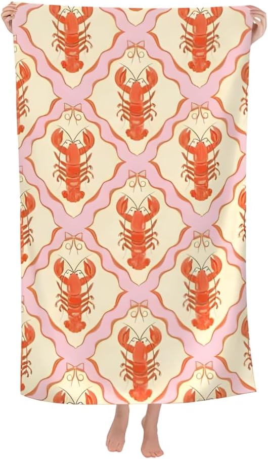 Lobster Fluffy Oversized Beach Towel 32x64 Inch