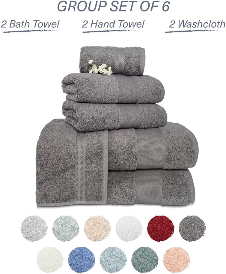 Hencely 6-Piece Bath Towel Set - Gray 1