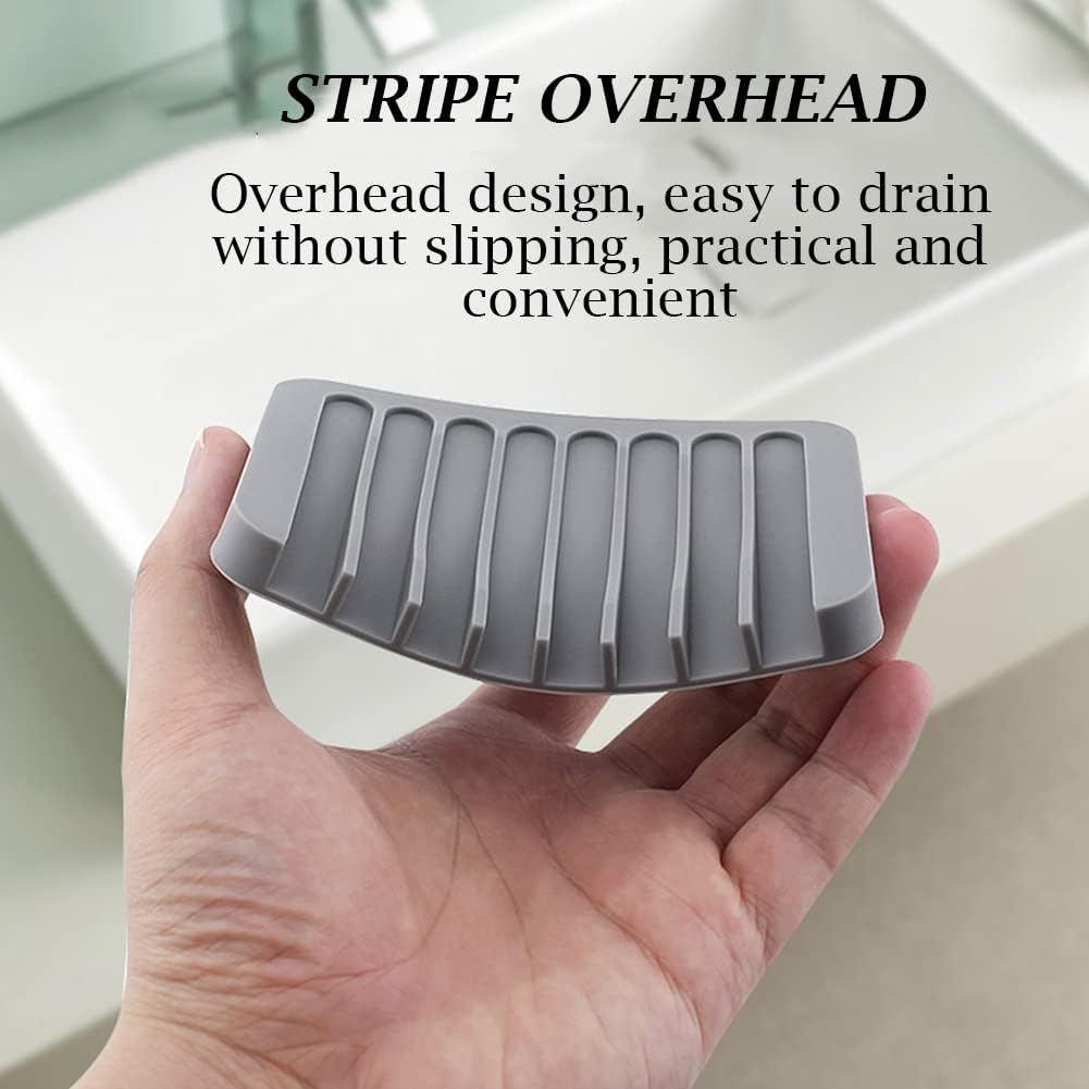 AKOAK Silicone Soap Dish Holder Self-Draining Gray