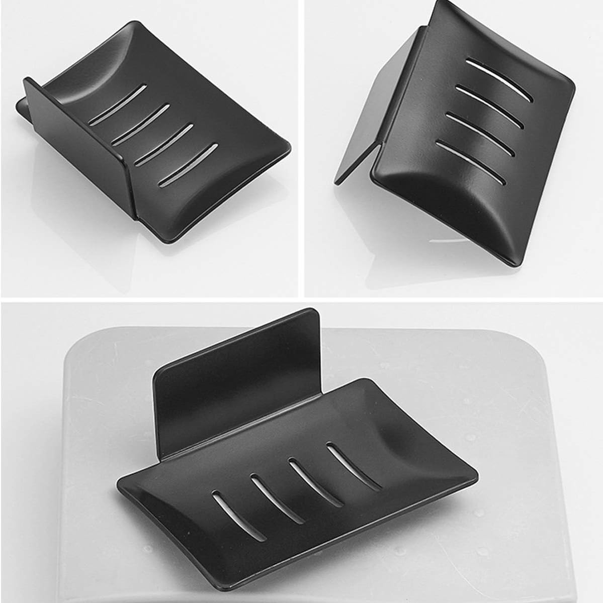 Lancher Soap Rack Adhesive Bath Holder - Black 1