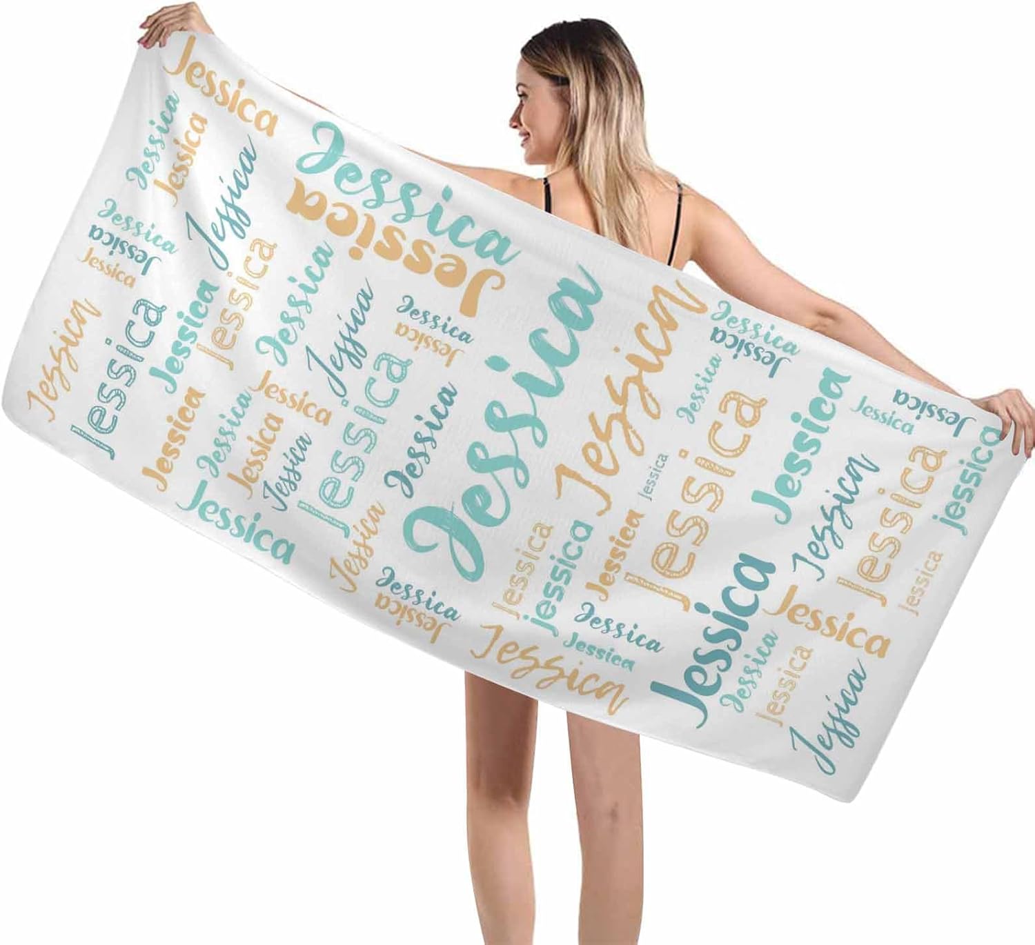 Artsadd Custom Beach Towel with Initials for Kids Adults