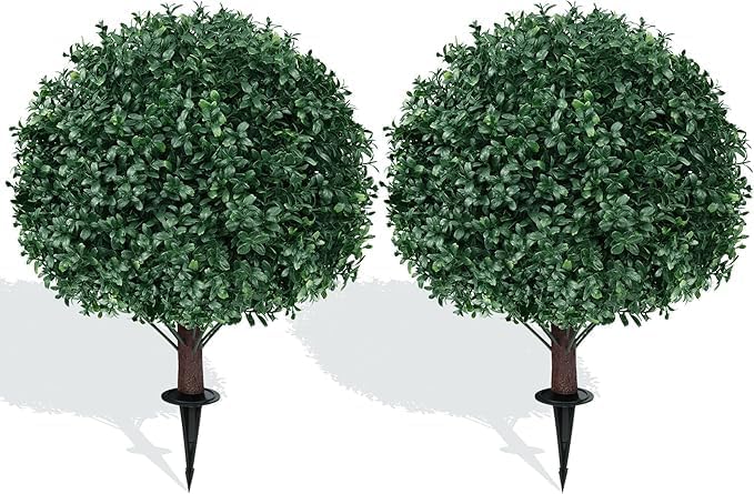 Artificial Boxwood Ball Tree with Thorn Set of 2 1
